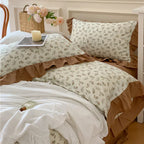 Duvet Cover Set Cotton Percale Reversible Floral Ruffle