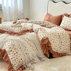 Duvet Cover Set Cotton Percale Reversible Floral Ruffle
