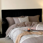 Duvet Cover Set Cotton Percale Reversible Paisley Lace Trim