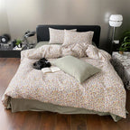 Duvet Cover Set Cotton Percale Reversible Wildflower 4-Piece