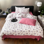 Duvet Cover Set Cotton Percale Reversible Wildflower 4-Piece