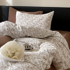 Duvet Cover Set Cotton Percale Subtle Floral Microprint