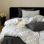 Duvet Cover Set Cotton Percale Subtle Floral Microprint