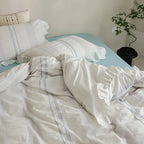 Duvet Cover Set Cotton Quilted Ruffled Hem