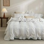 Duvet Cover Set Cotton Quilted Ruffled Hem