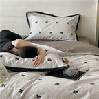 Duvet Cover Set Cotton Satin Butterfly Motif 4-Piece