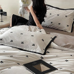 Duvet Cover Set Cotton Satin Butterfly Motif 4-Piece