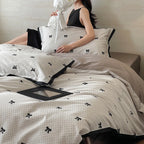 Duvet Cover Set Cotton Satin Butterfly Motif 4-Piece