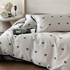 Duvet Cover Set Cotton Satin Butterfly Motif 4-Piece