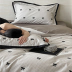 Duvet Cover Set Cotton Satin Butterfly Motif 4-Piece