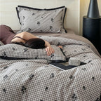 Duvet Cover Set Cotton Satin Butterfly Motif 4-Piece