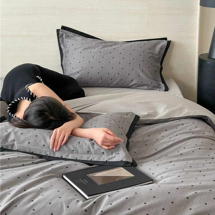 Duvet Cover Set Cotton Satin Butterfly Motif 4-Piece