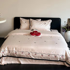 Duvet Cover Set Cotton Satin Cherry Appliqué