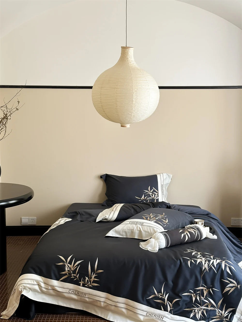 Duvet Cover Set Cotton Satin Embroidered Bamboo Zipper Closure