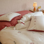 Duvet Cover Set Cotton Satin Embroidered Floral