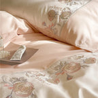 Duvet Cover Set Cotton Satin Floral Border