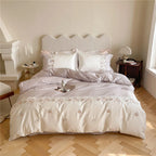 Duvet Cover Set Cotton Satin Floral Border