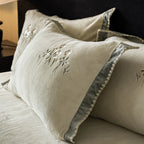 Duvet Cover Set Cotton Satin Floral Embroidery