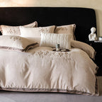 Duvet Cover Set Cotton Satin Floral Embroidery