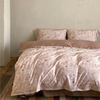 Duvet Cover Set Cotton Satin Floral Jacquard Button Closure