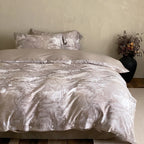 Duvet Cover Set Cotton Satin Floral Jacquard Button Closure