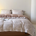 Duvet Cover Set Cotton Satin Floral Jacquard Button Closure