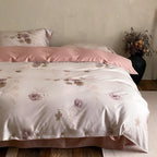 Duvet Cover Set Cotton Satin Floral Jacquard Button Closure