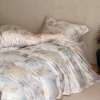 Duvet Cover Set Cotton Satin Floral Jacquard Button Closure