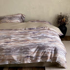 Duvet Cover Set Cotton Satin Floral Jacquard Button Closure