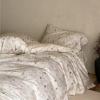 Duvet Cover Set Cotton Satin Floral Jacquard Button Closure