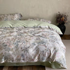 Duvet Cover Set Cotton Satin Floral Jacquard Button Closure
