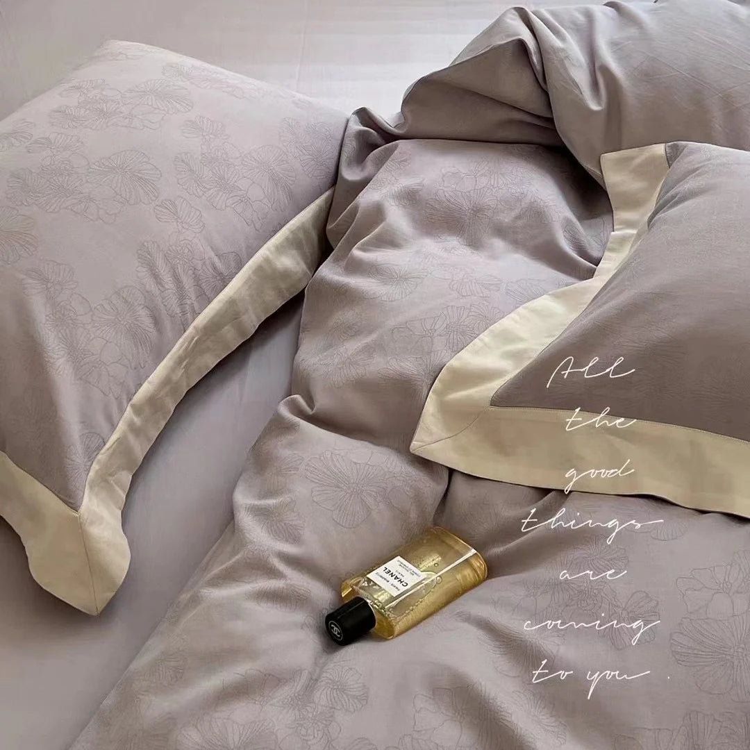 Duvet Cover Set Cotton Satin Jacquard 4-Piece