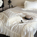 Duvet Cover Set Cotton Satin Jacquard Ruffle