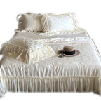 Duvet Cover Set Cotton Satin Jacquard Ruffle