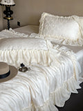 Duvet Cover Set Cotton Satin Jacquard Ruffle