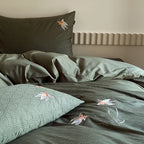 Duvet Cover Set Cotton Satin Koi Embroidery