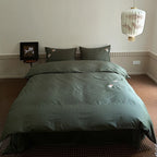 Duvet Cover Set Cotton Satin Koi Embroidery