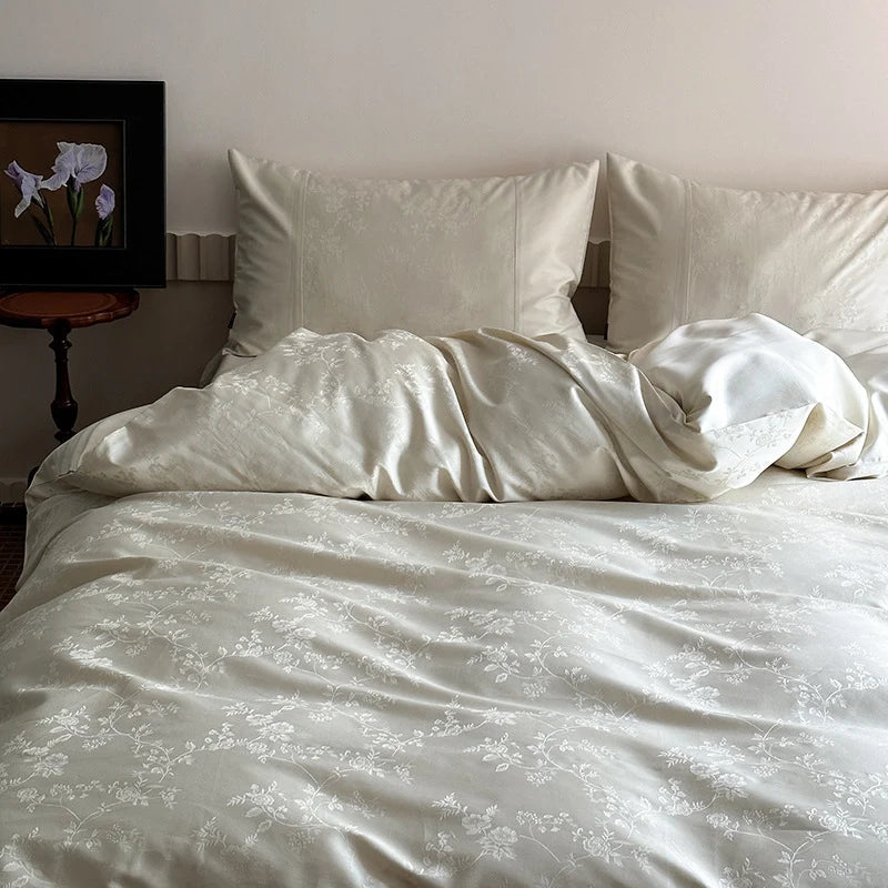 Duvet Cover Set Cotton Satin Koi Embroidery