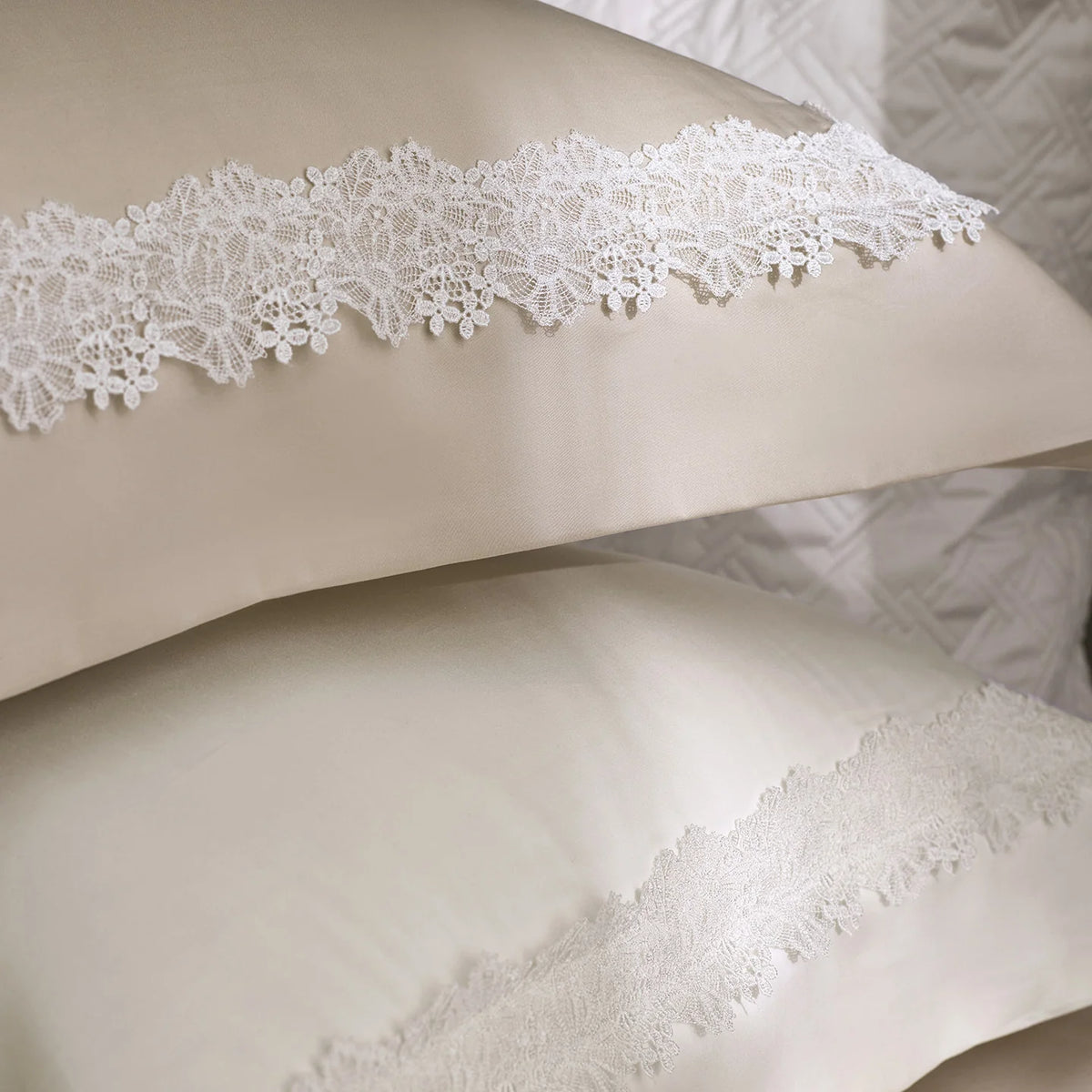 Duvet Cover Set Cotton Satin Lace Trim