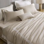 Duvet Cover Set Cotton Satin Lace Trim