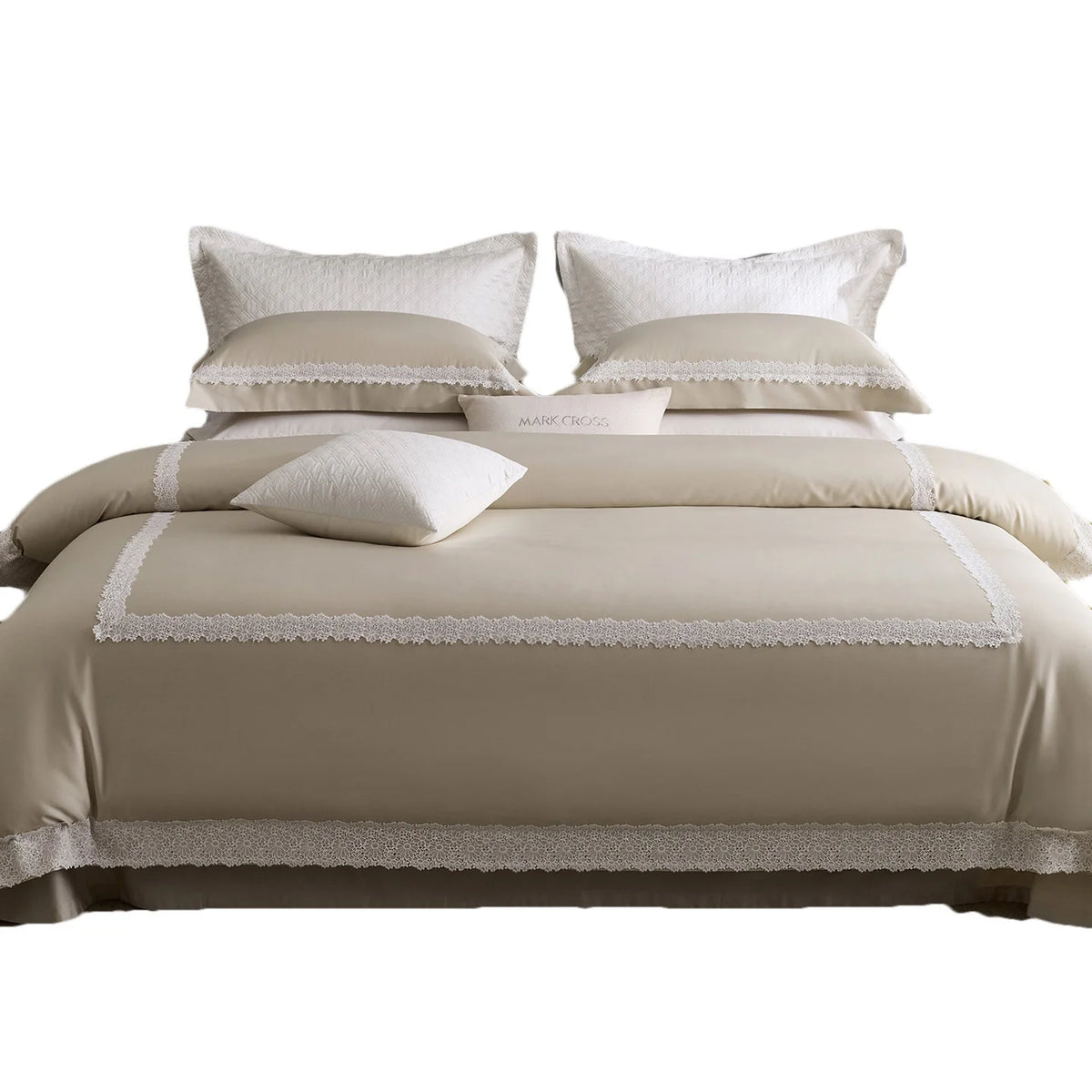 Duvet Cover Set Cotton Satin Lace Trim