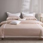 Duvet Cover Set Cotton Satin Lace Trim