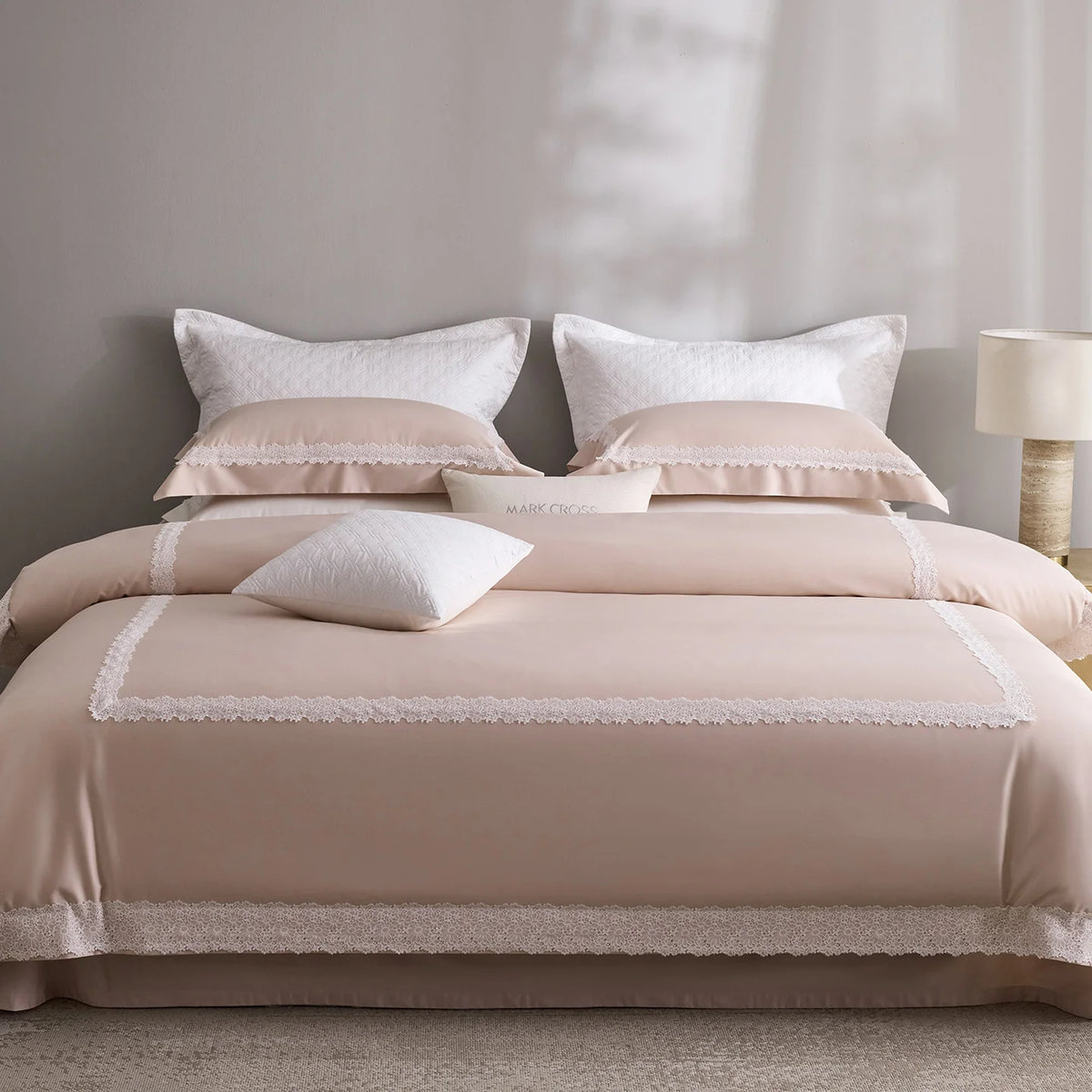 Duvet Cover Set Cotton Satin Lace Trim