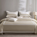 Duvet Cover Set Cotton Satin Lace Trim