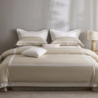 Duvet Cover Set Cotton Satin Lace Trim