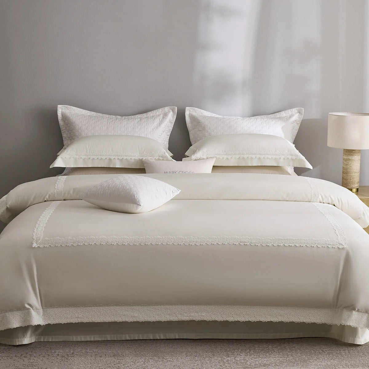 Duvet Cover Set Cotton Satin Lace Trim
