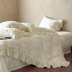 Duvet Cover Set Cotton Satin Ornamental Embroidery 4-Piece