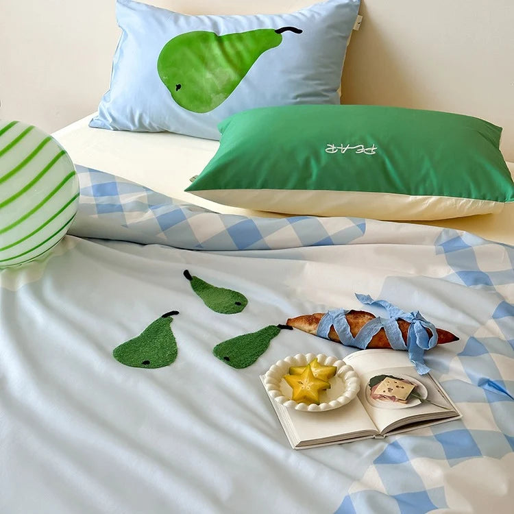 Duvet Cover Set Cotton Satin Reversible With Pillowcases