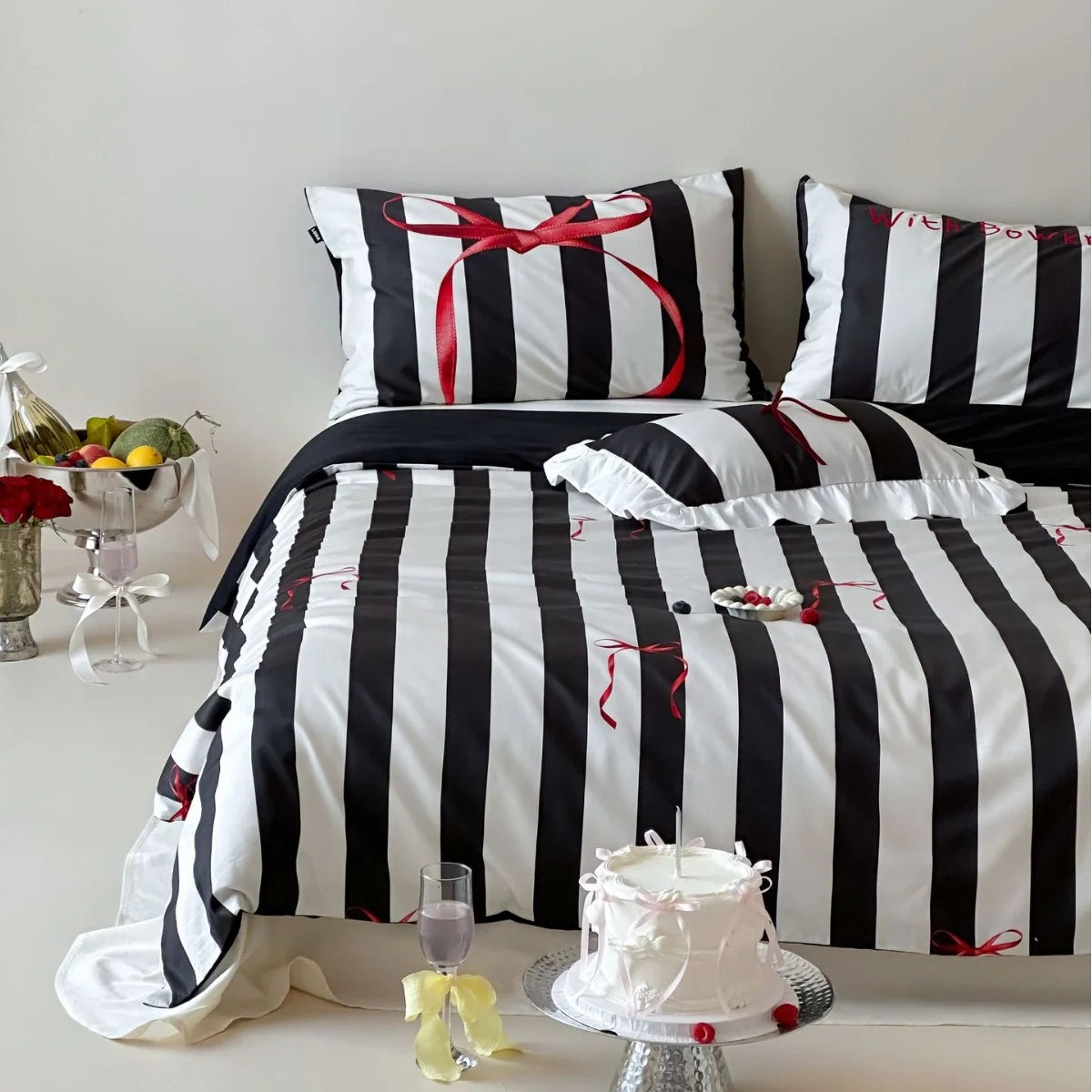 Duvet Cover Set Cotton Satin Reversible With Pillowcases
