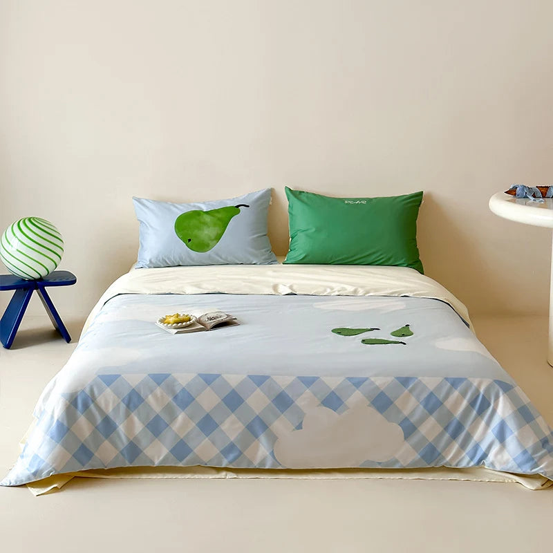 Duvet Cover Set Cotton Satin Reversible With Pillowcases
